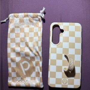 Samsung S25 Ultra Loopy Case Tan Checkered Phone Cover